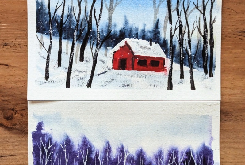 Paint Winter Landscapes Using Watercolours