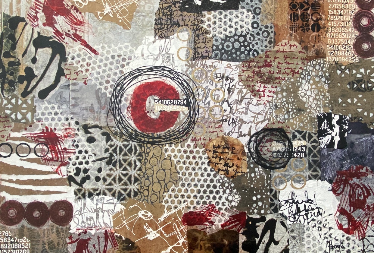 Create Large Scale Gelli Print Collage Painting - student project