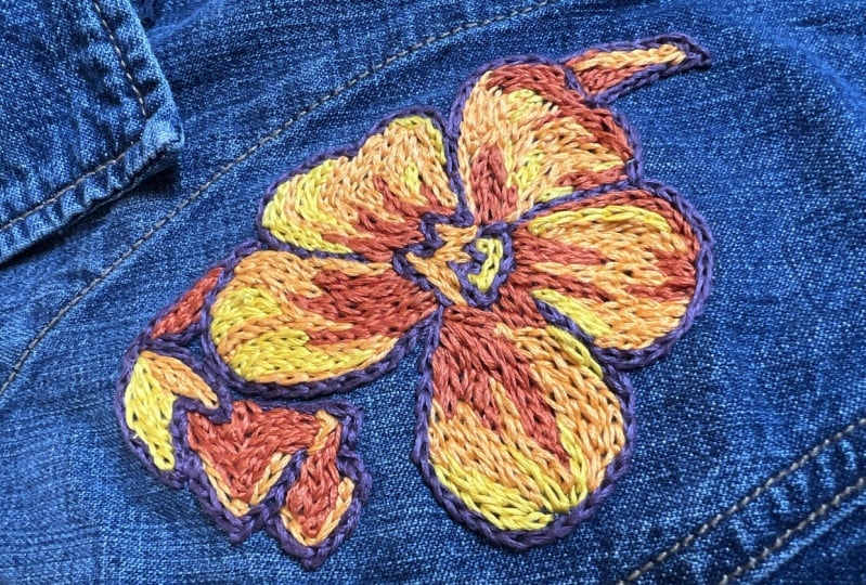 Chain-Stitched Nasturtium