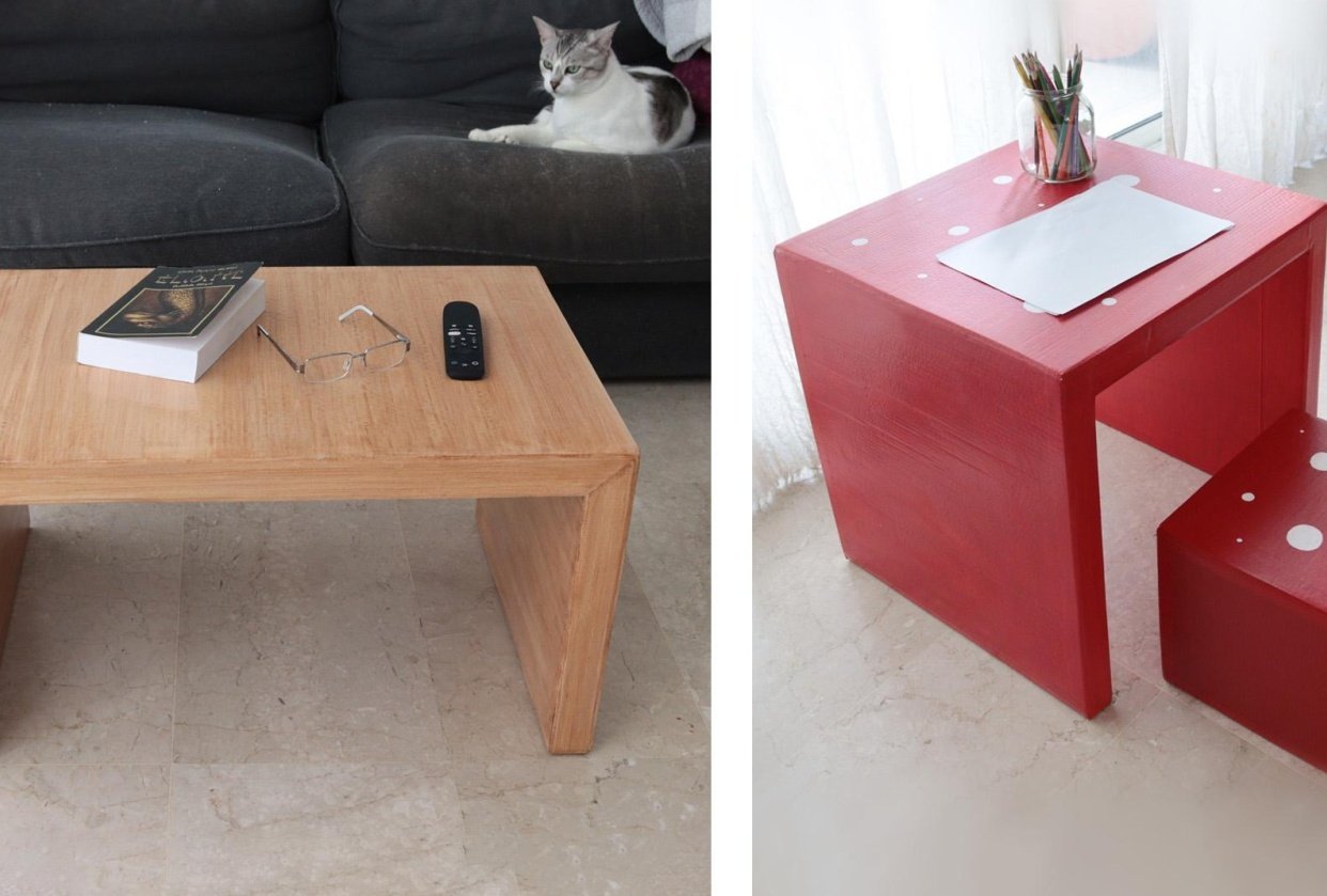 Coffee table made from cardboard - student project
