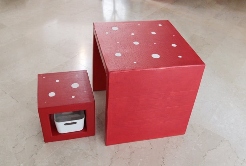 Coffee table made from cardboard