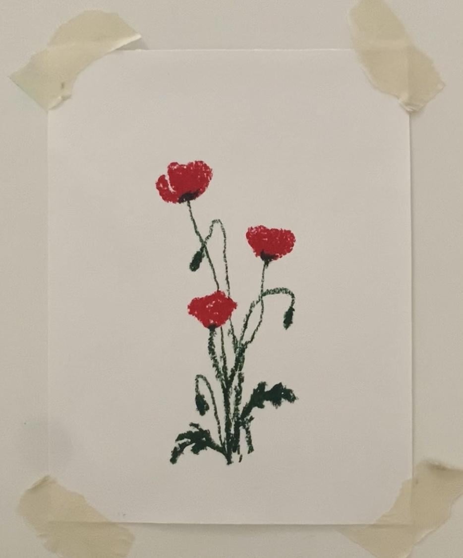 Poppies with oil pastels