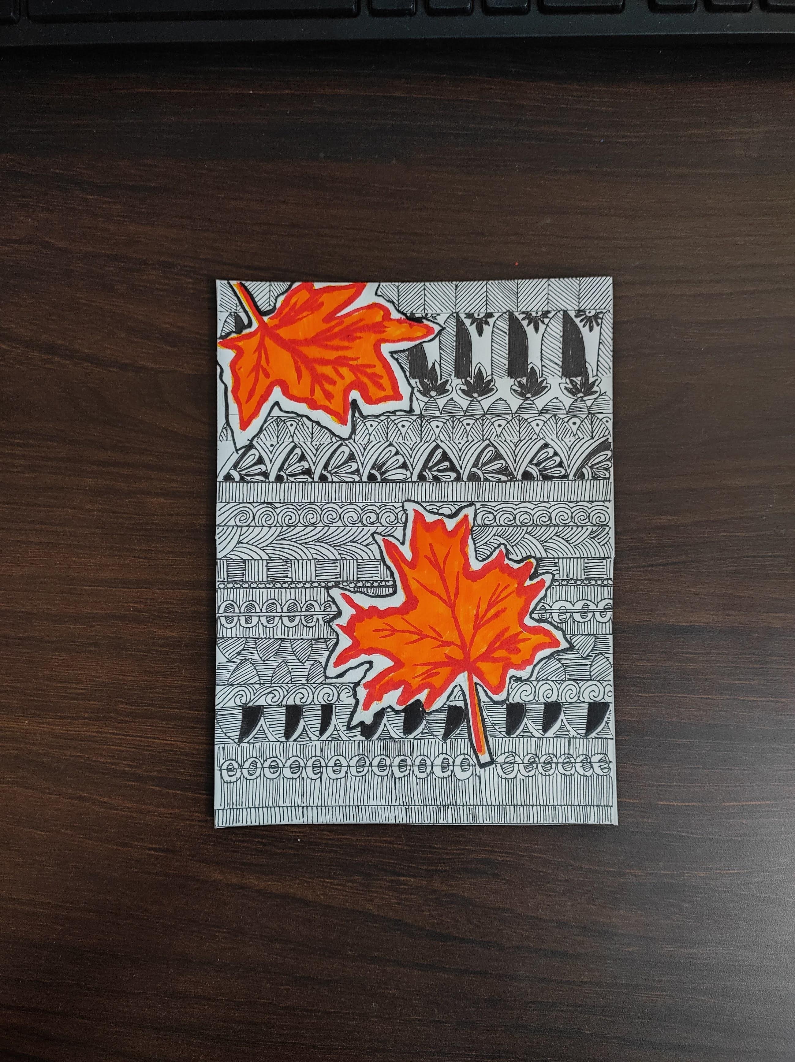 Creative Doodling, Zentangles & Painting Fun! Learn to paint Realistic Autumn Le - student project