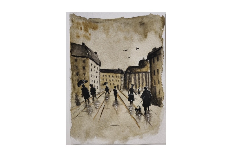 Monochrome City Scene