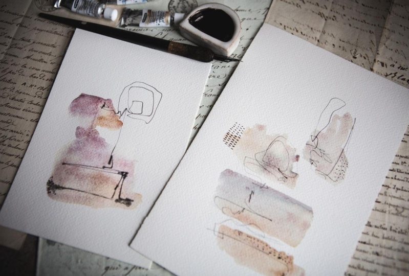Watercolor & Ink Minimalist Abstracts