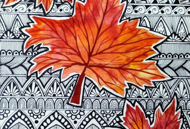 Creative doodling with autumn leaves with Mayuri
