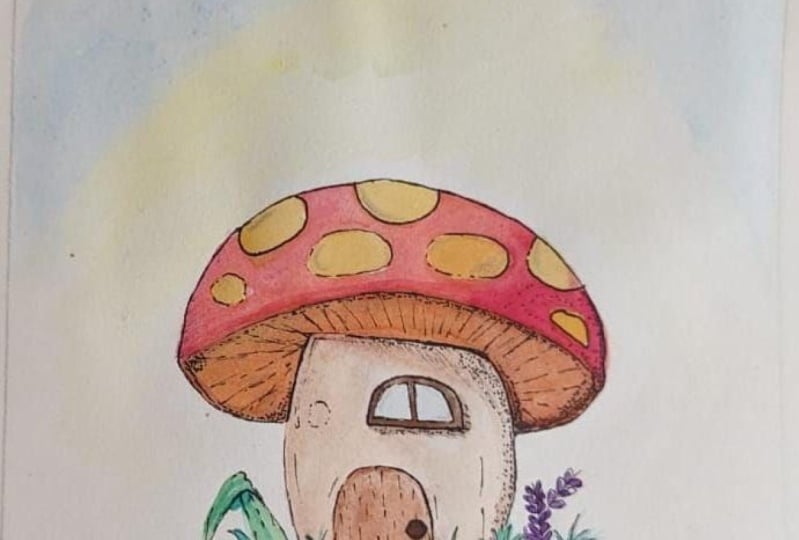 Mushroom and baby elephant