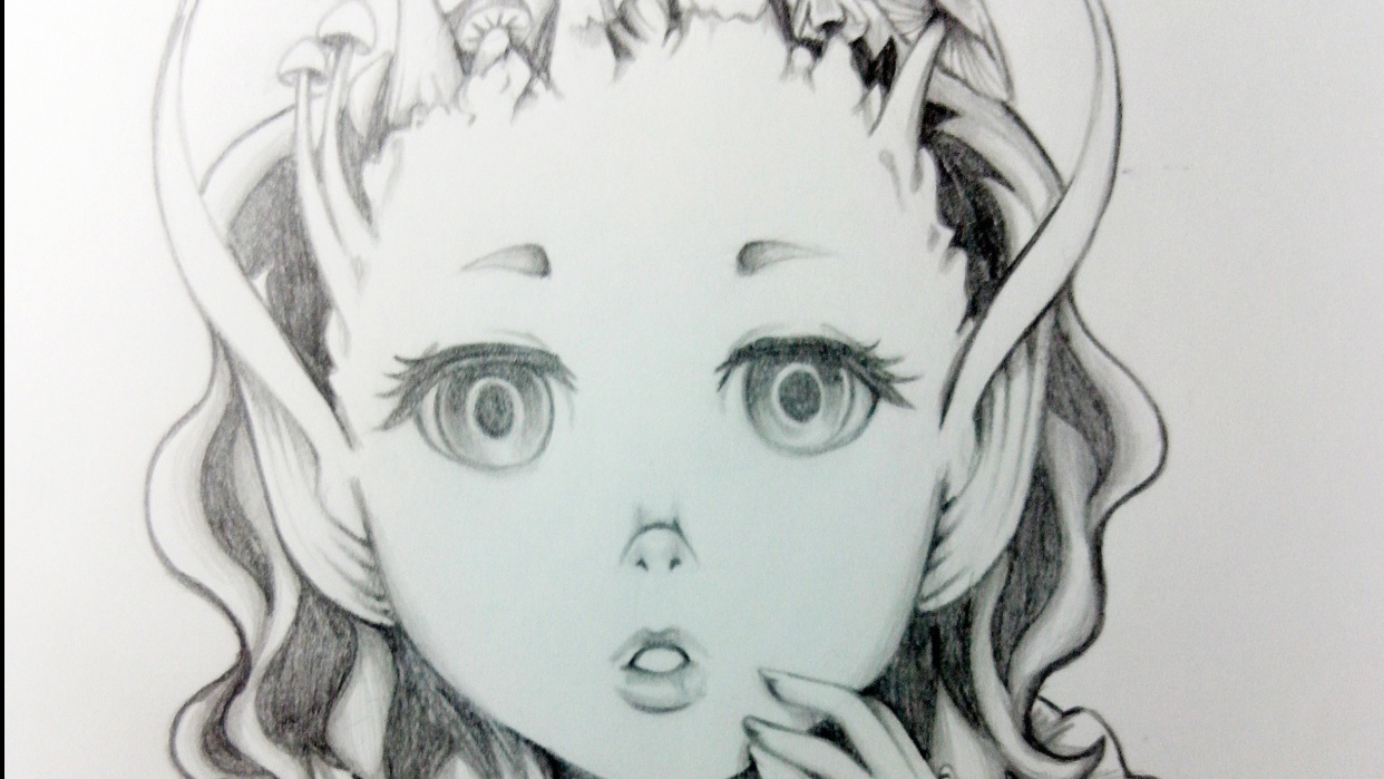 Bat girl with mushrooms topping - student project