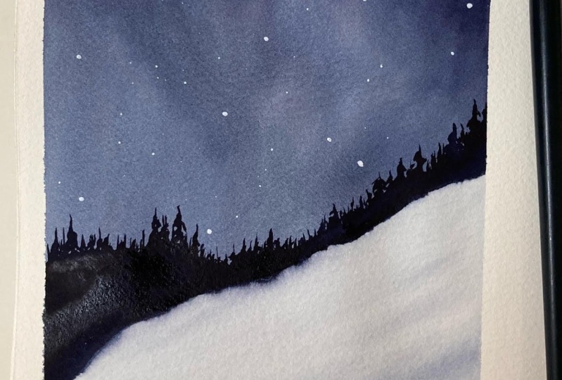 Therapeutic watercolour landscape with Sukrutha