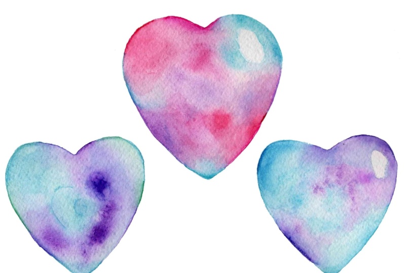 Watercolour Rainbow Hearts