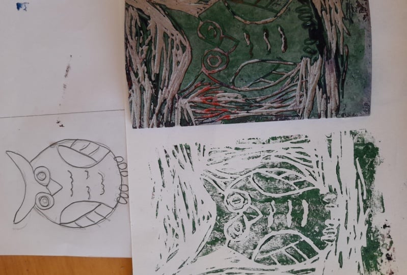 Owl  block print