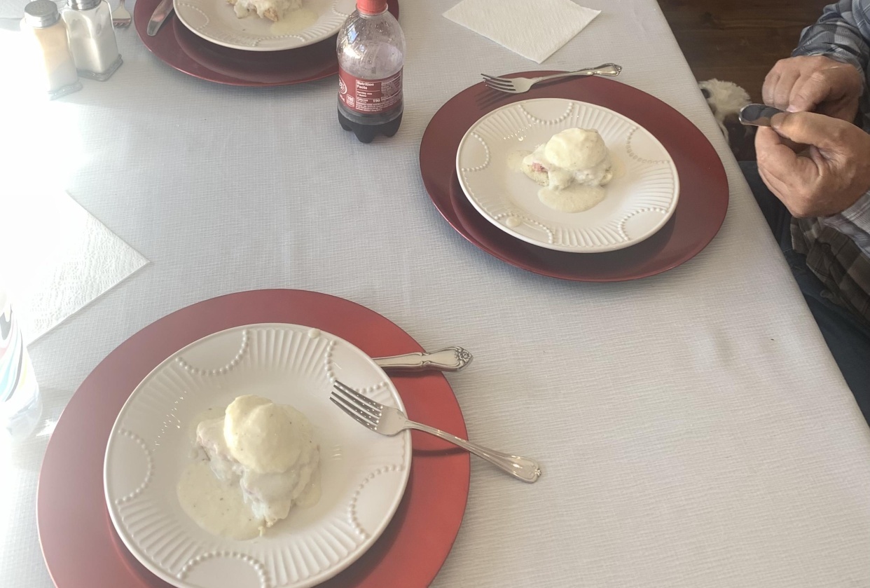 Eggs Benedict-ish with holiday leftovers - student project