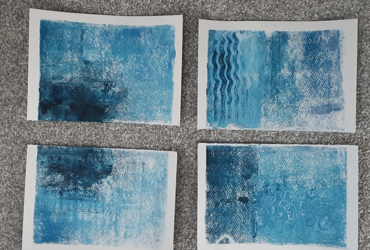 Modern Abstracts with a brayer - student project