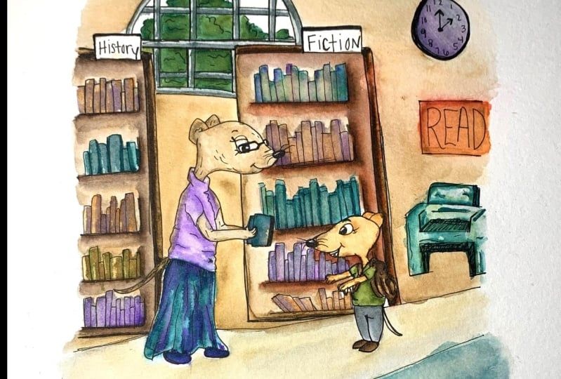 "Library Day" scenery illustration