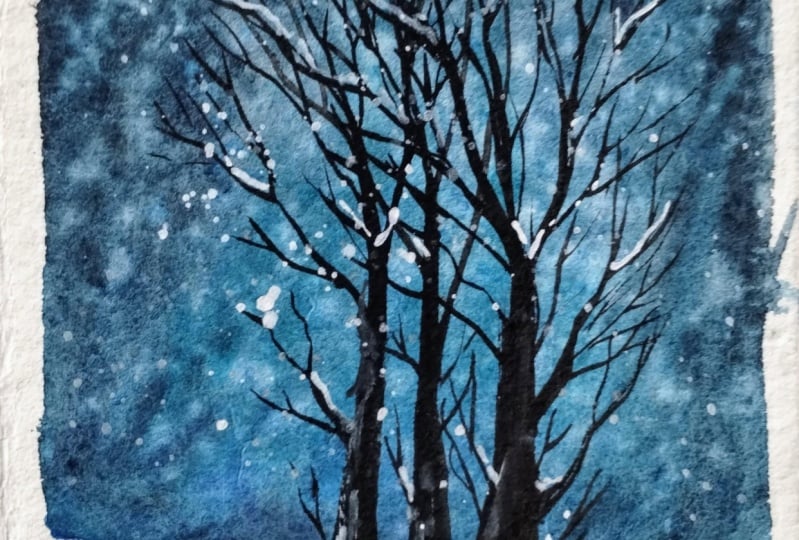 Minimalist snowy landscape with Nilam