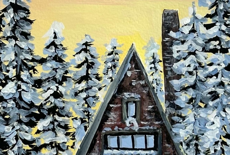 Serene Winter Cabin Landscape