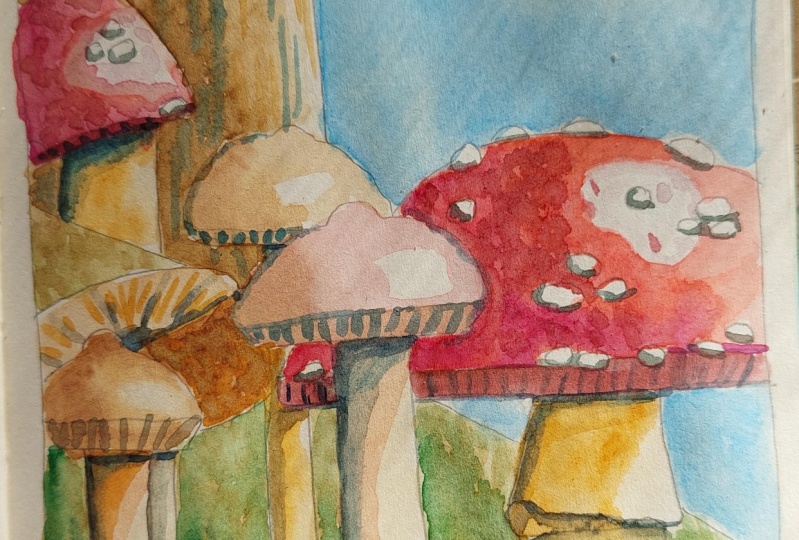 My watercolor mushroom