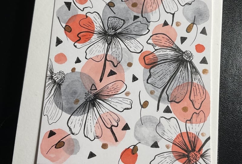 Watercolor with doodles