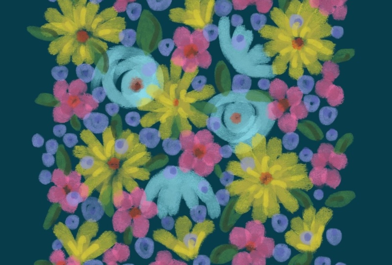 Digital Gouache Flowers