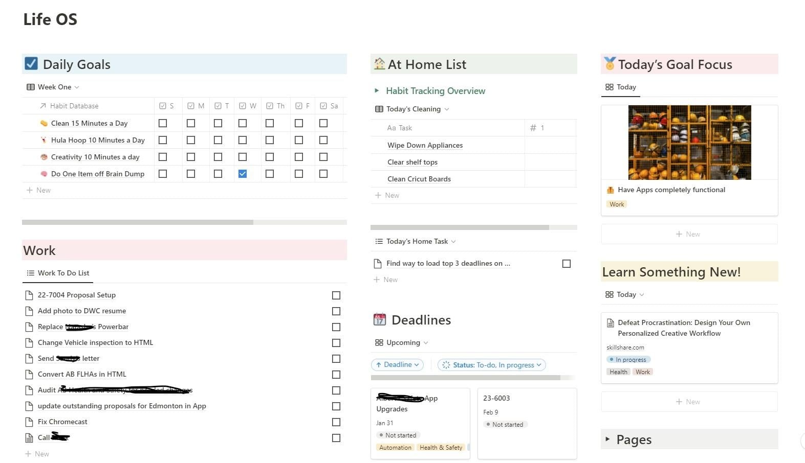 Life Dashboard - student project