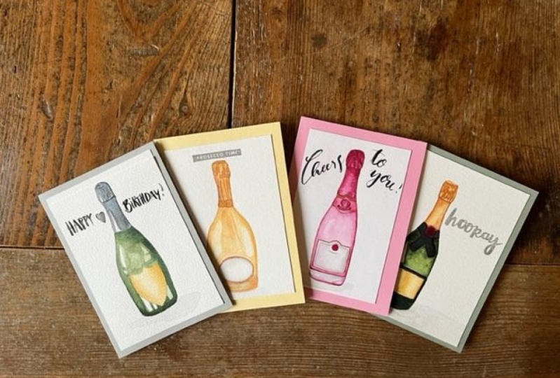 Champagne Bottle Birthday Cards