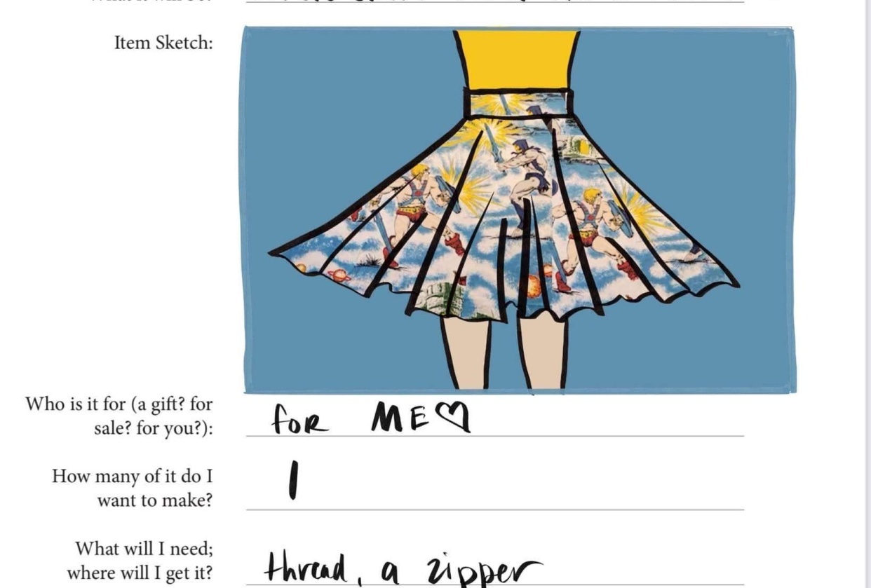 Circle skirt, He-man sheets - student project