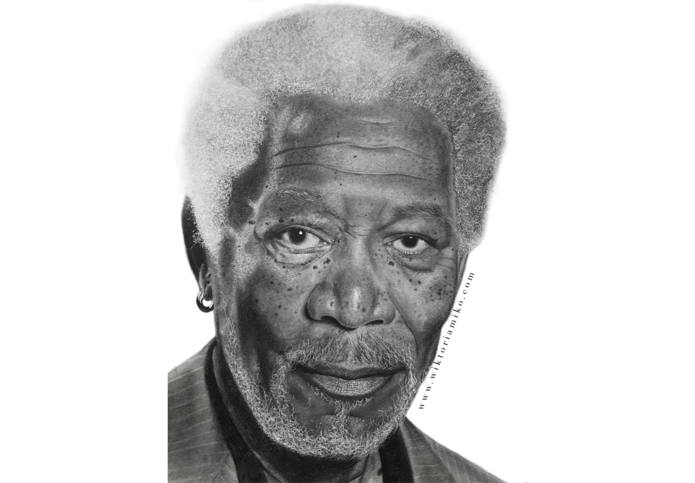 My pencil drawing of Morgan Freeman - student project