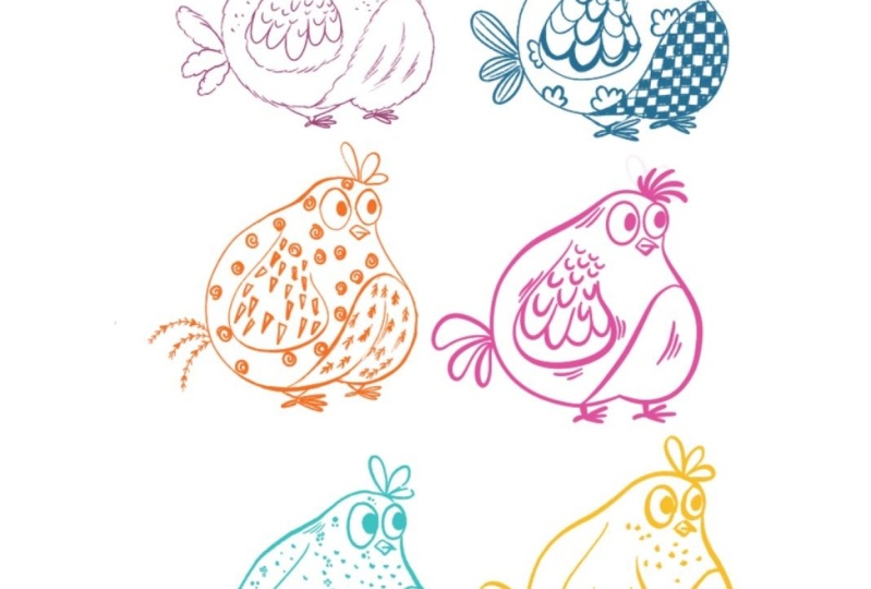 Birds in pen and pencil
