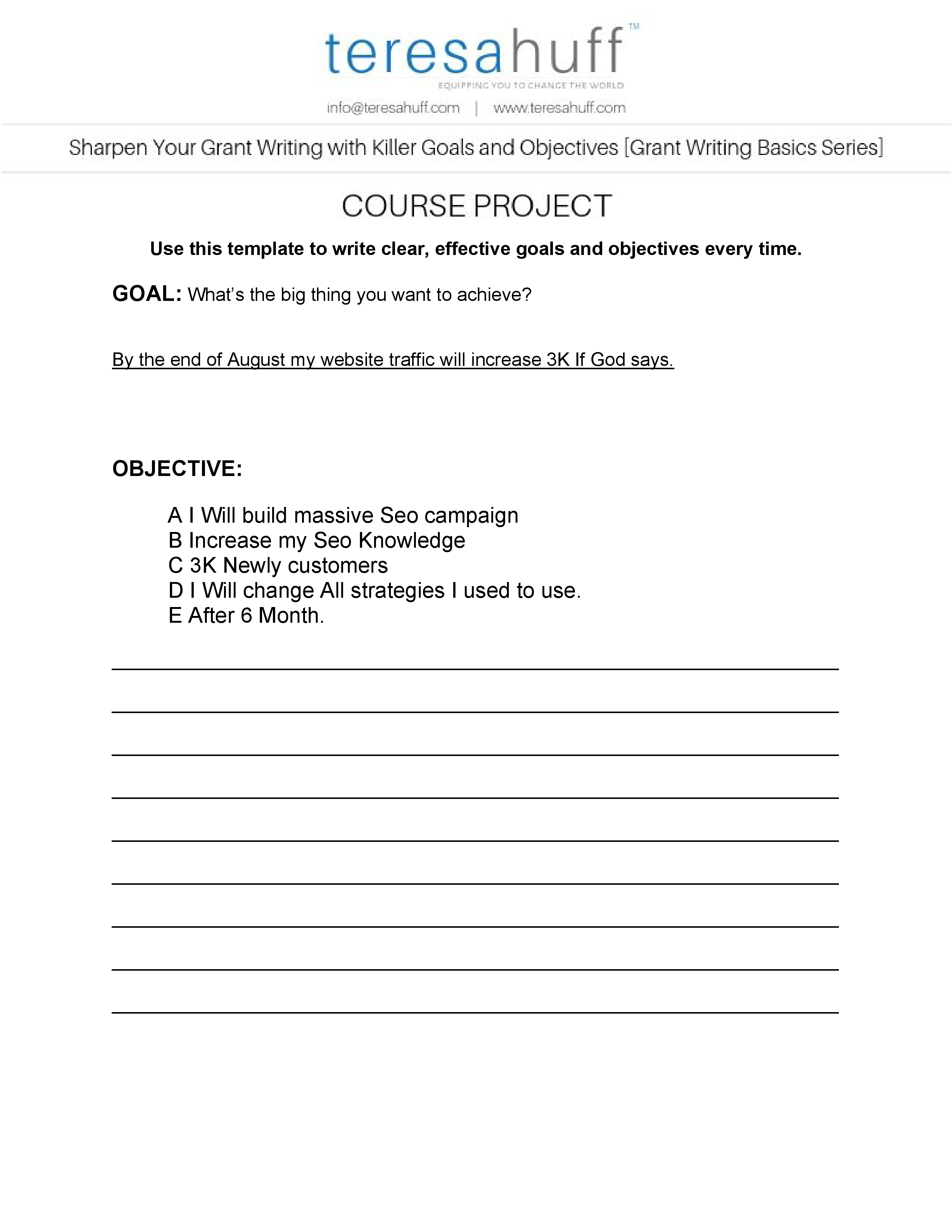 my business goal - student project