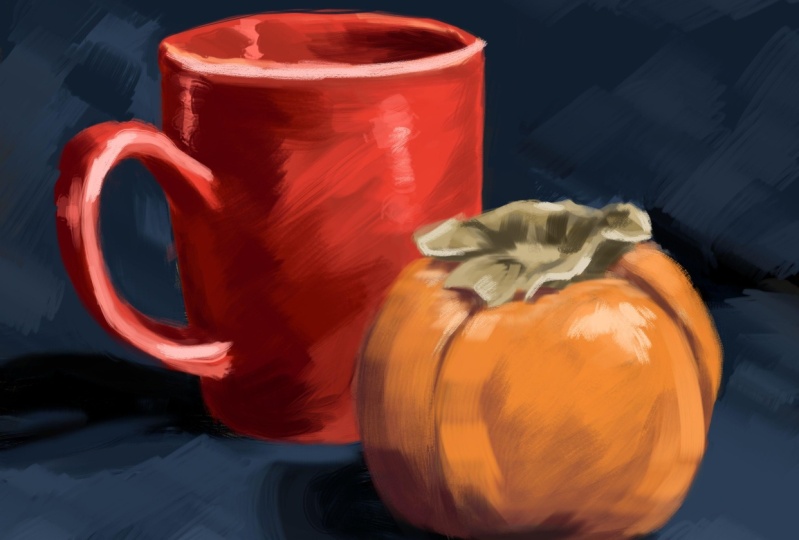 Tea & Persimmon still life