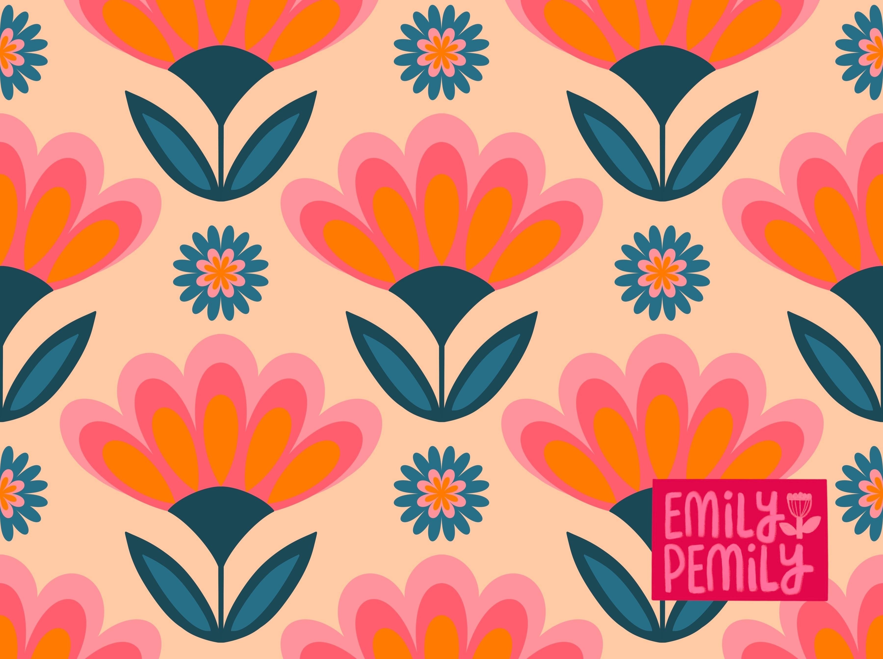 Retro flower pattern - student project