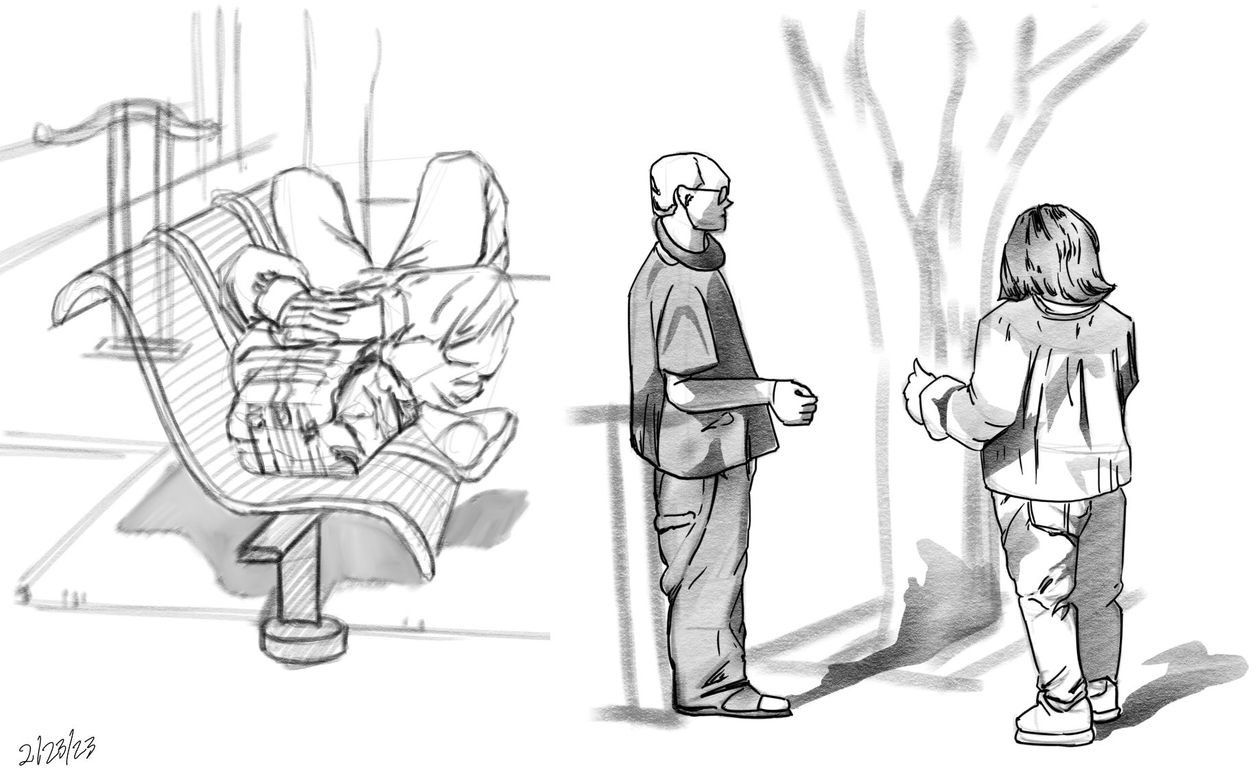 People at the Bus Stop - student project