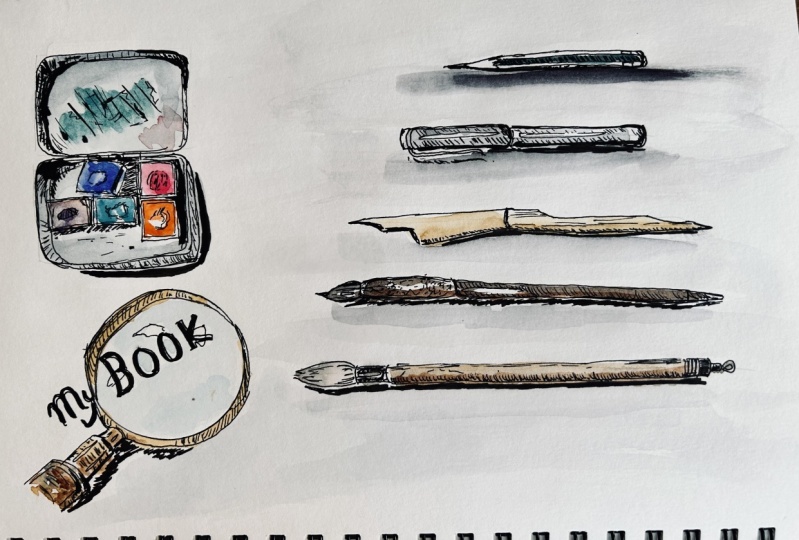 Sketching with fountain pen