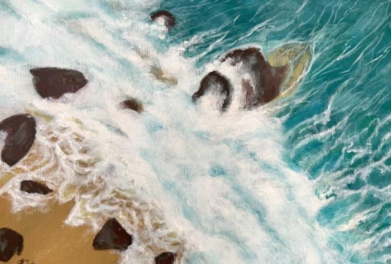 Beach Waves Acrylic Painting Landscape - student project