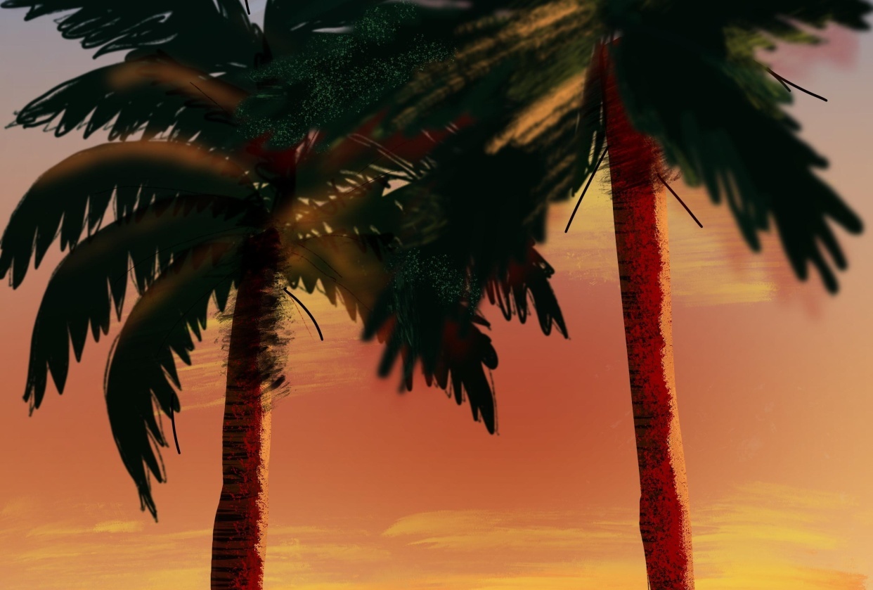 Gouache Palms on Manhattan Beach - student project