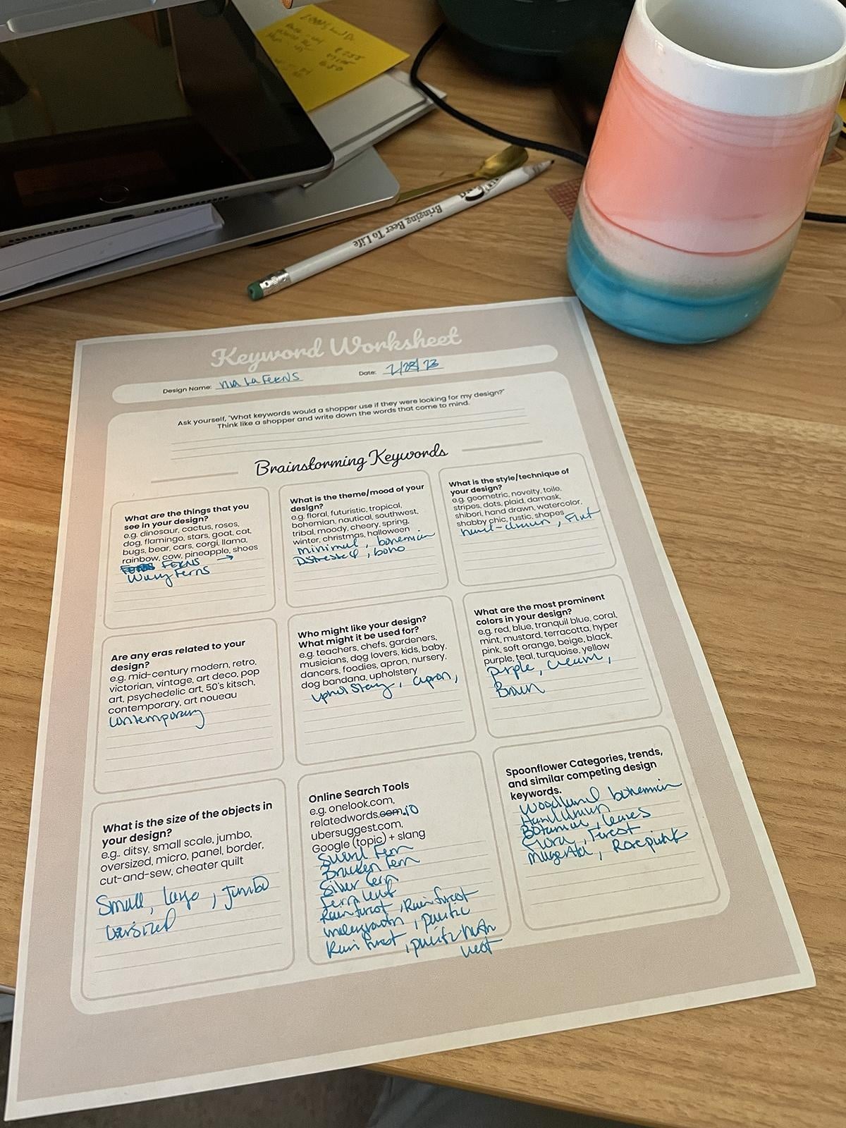 Keyword Worksheet - student project