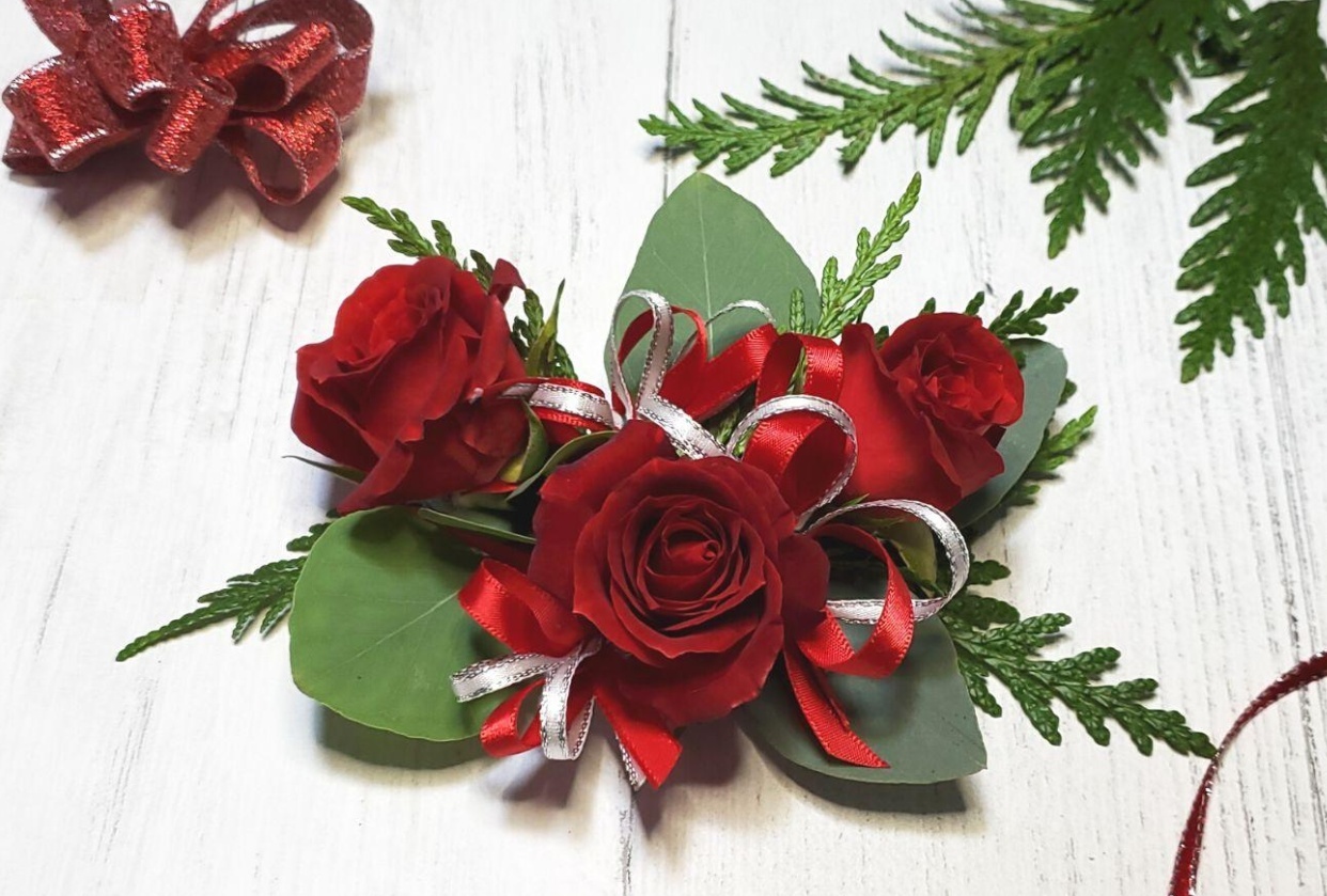 Red Rose Wrist Corsage Bows - student project