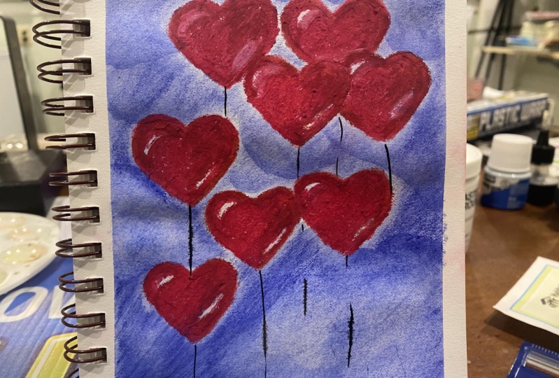 Oil pastel hearts
