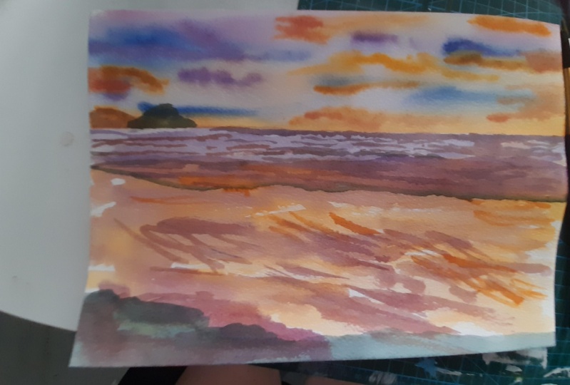 Sunset in watercolour