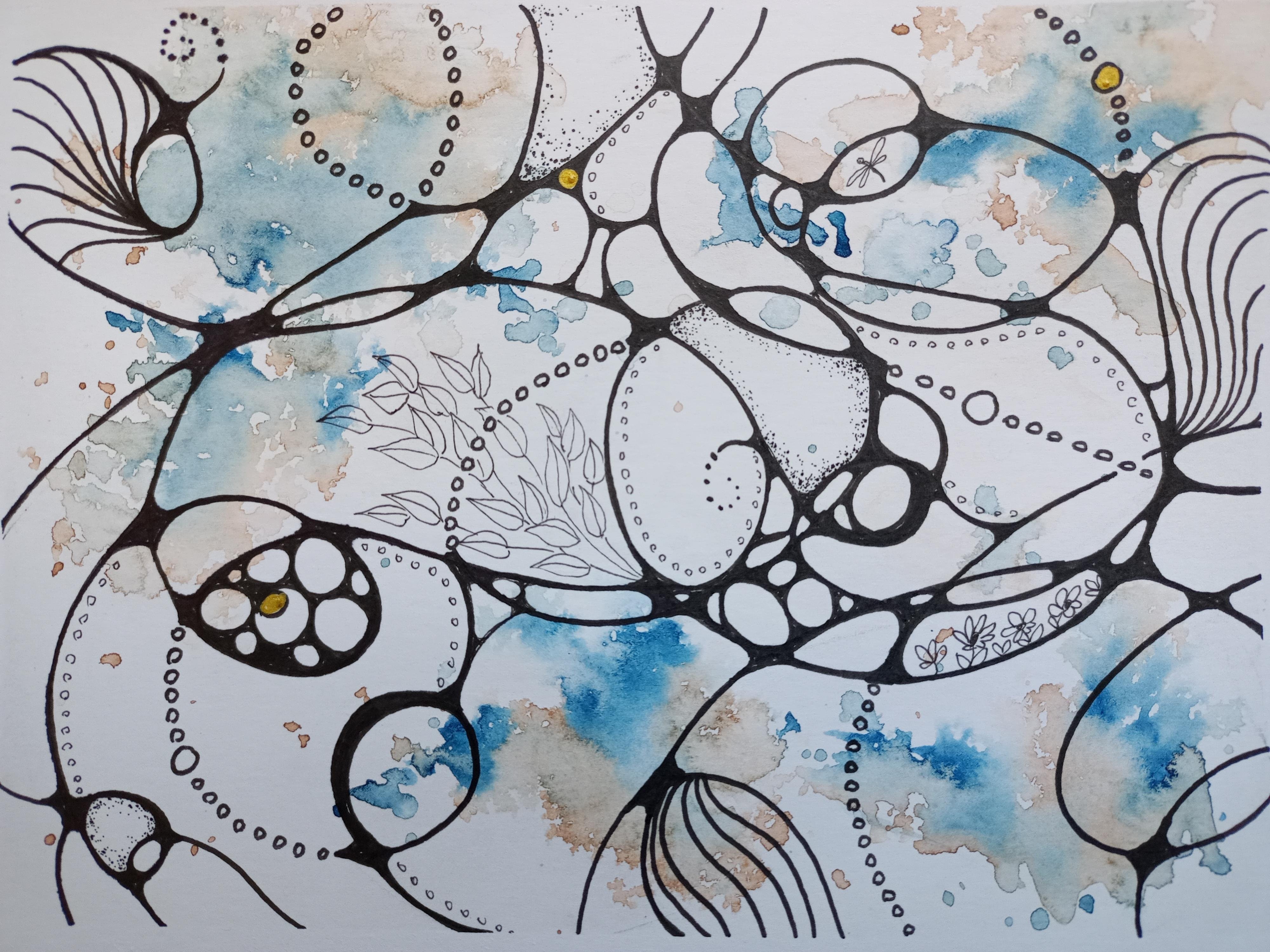Watercolour and ink - student project