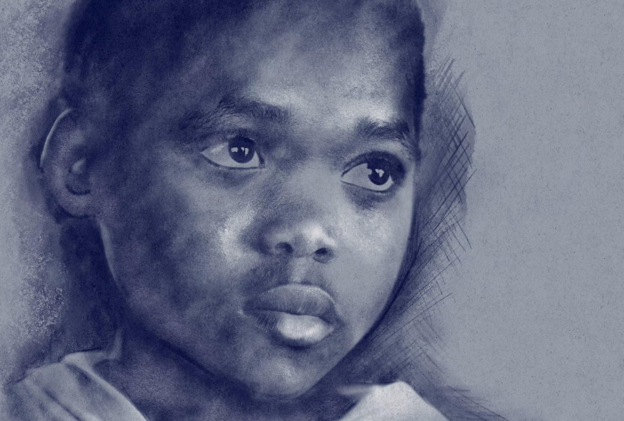 Charcoal and Chalk Child - student project