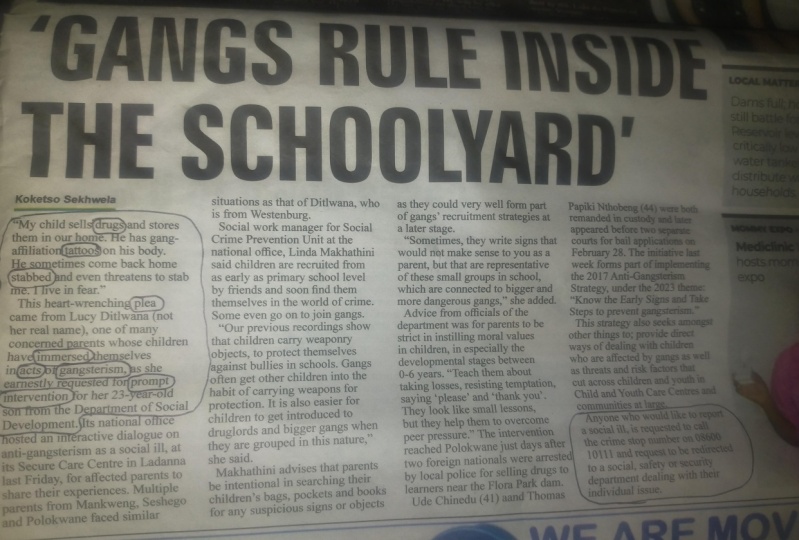 'Gangs rule inside the schoolyard'