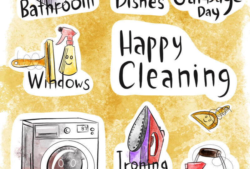 Cleaning day digital stickers