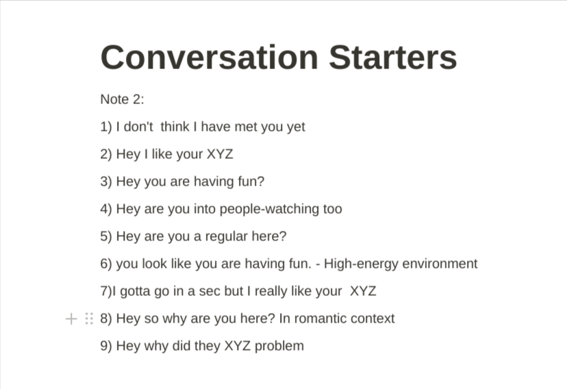 Conversation starters - student project