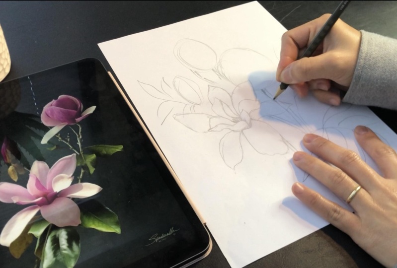 Digital watercolor painting in Procreate