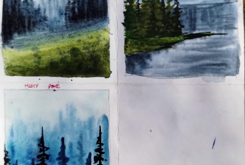 Gorgeous watercolor misty pines with Swathi