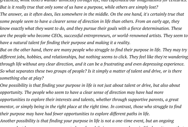 Purpose and Aimless