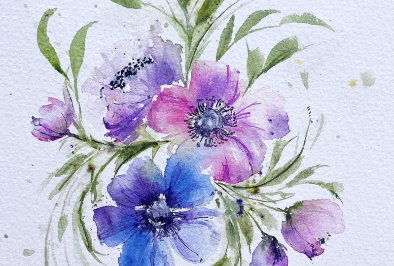 Loose florals in watercolour.