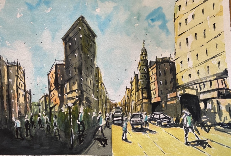 New York City Urban Landscape in Watercolour