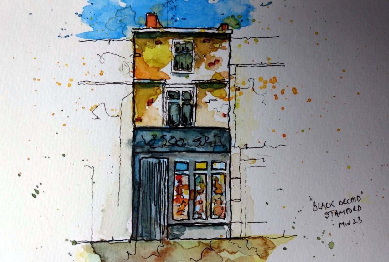 Urban Sketching for Beginners - Stamford Shops - student project